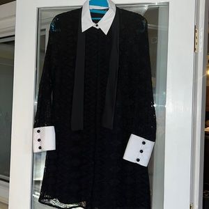 Zara  Eyelet Wednesday Addams dress Satin sash